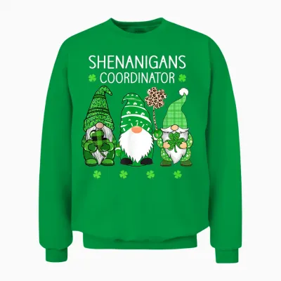 St Patricks Day Lucky Shamrock Shenanigans Gnomes Women Unisex Sweatshirt - Irish Green