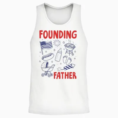 Fathers Day Pregnancy Announcement Baby Founding Fathers Unisex Tank Top - White