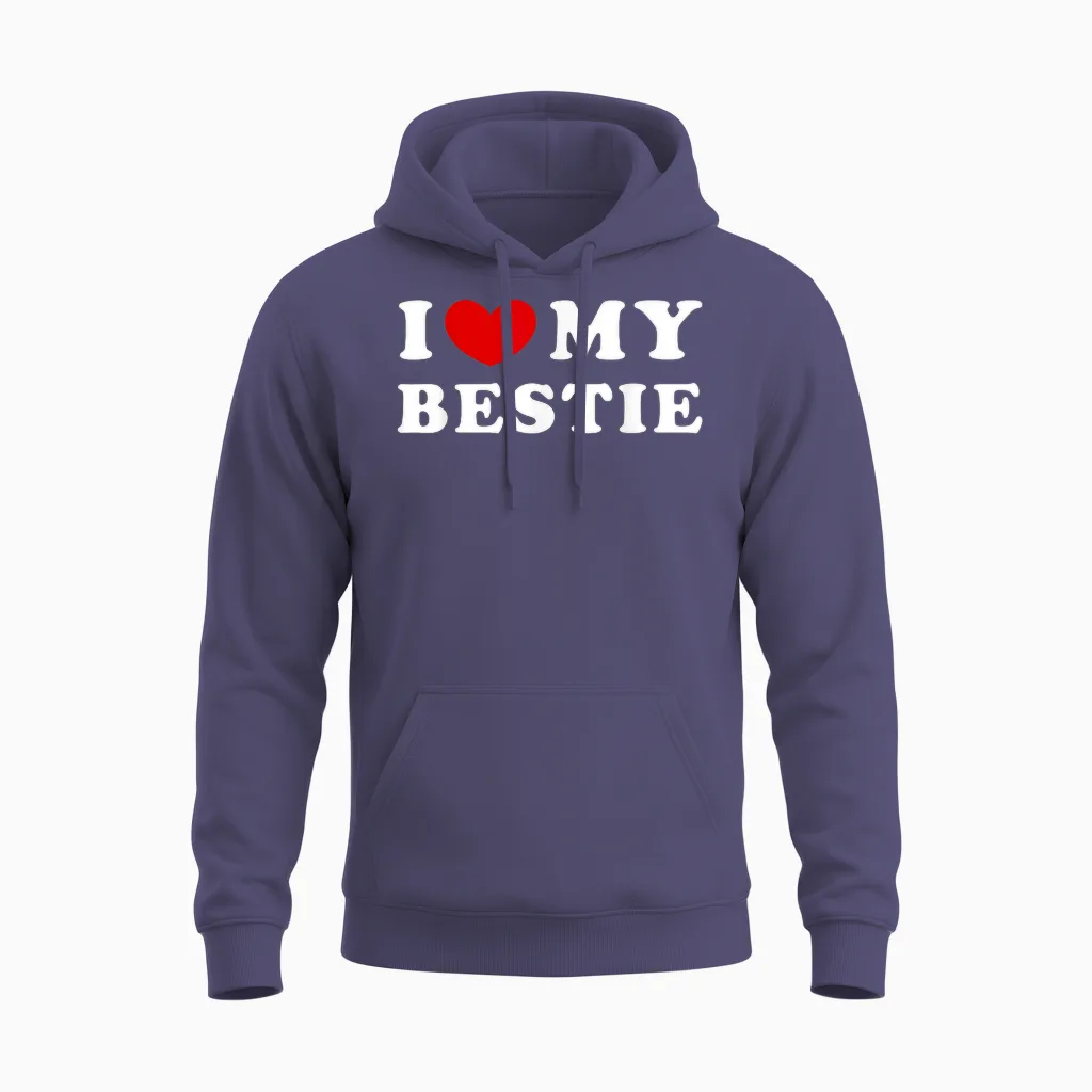 I Love My Bestie, Ich Liebe Meine Beste Freundin Unisex Hoodie in Heather Sport Dark Navy