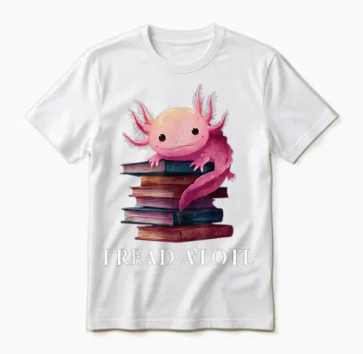 Funny Axolotl Book Lover Librarian Reading Library Readers Unisex T-Shirt - White