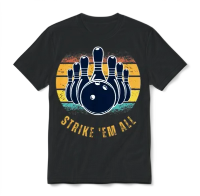 Bowling Retro Unisex T-Shirt - Black