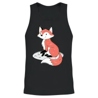 Cute Red Fox Wildlife Unisex Tank Top - Black – 2
