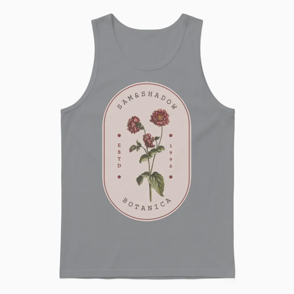 Retro Rose - Floral & Botanical Unisex Tank Top in Sport Grey