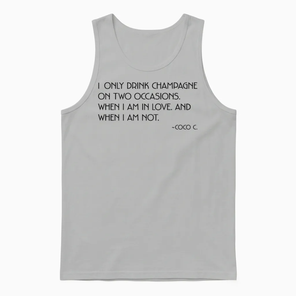 I Only Drink Champagne on Two Occasions X Champagner Back Unisex Tank Top in Ash