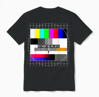 Test Image Sendeschluss 90s Party 80s Outfit Costume T-Shirt, Black Unisex T-Shirt - Black