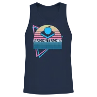Reading Teacher Retro Teachers Unisex Tank Top - Navy – 2