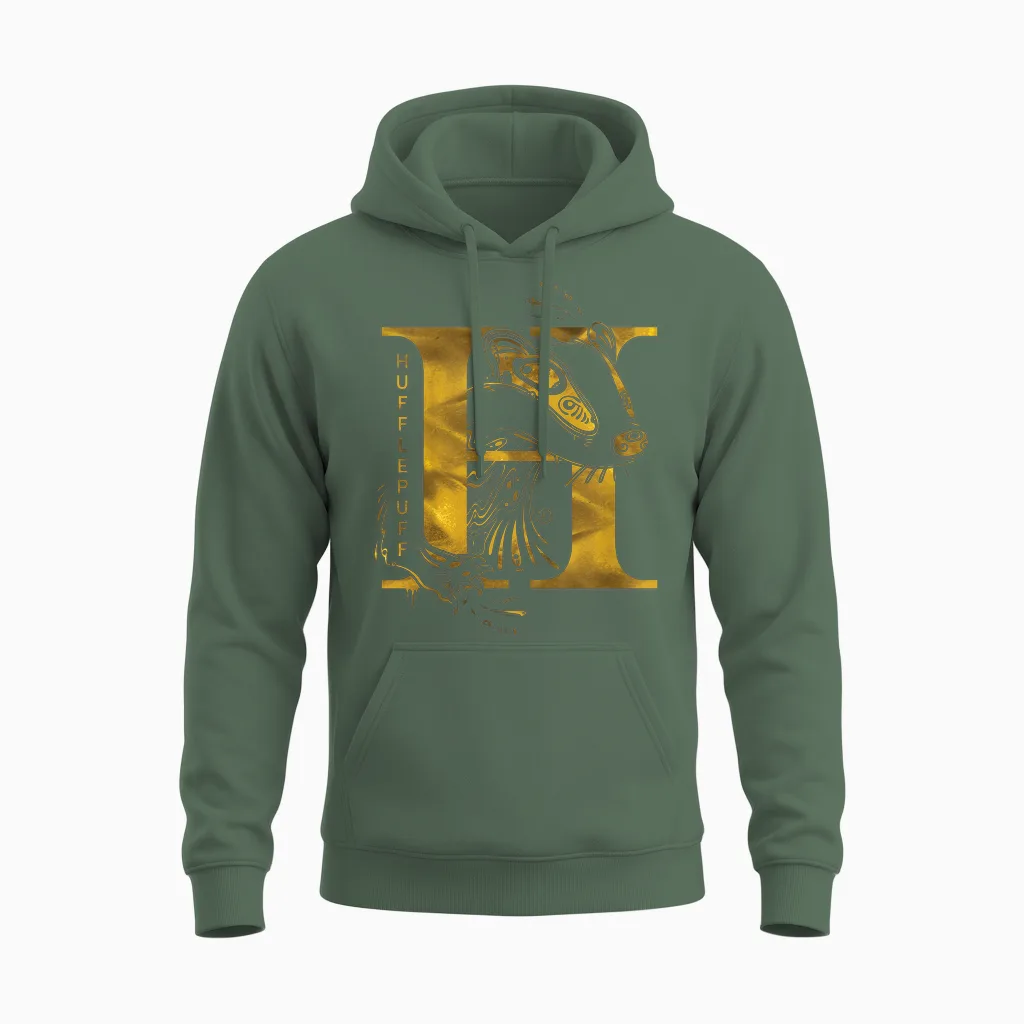 Kinder Harry Potter Hufflepuff Badger Camiseta Unisex Hoodie in Military Green