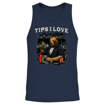 Tips I Love Funny Bartender Humor Bartending Sayin Unisex Tank Top - Navy