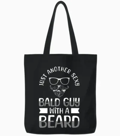 Bald Head Bald Man Manly Tote Bags - Black