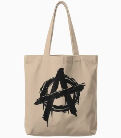 Grunge Anarchy Symbol 2.0 T-Shirt, White, S Tote Bags - Natural