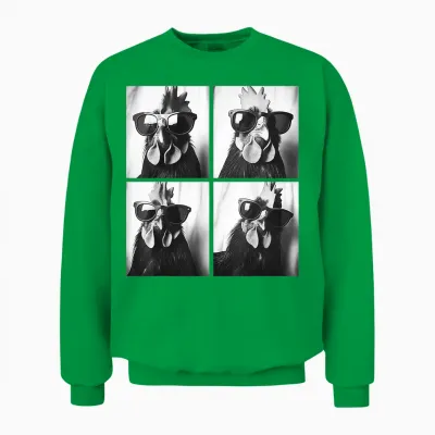 Hahn Wearing Sunglasses Photobooth Selfie Farm Chicken Unisex Sweatshirt - Irish Green