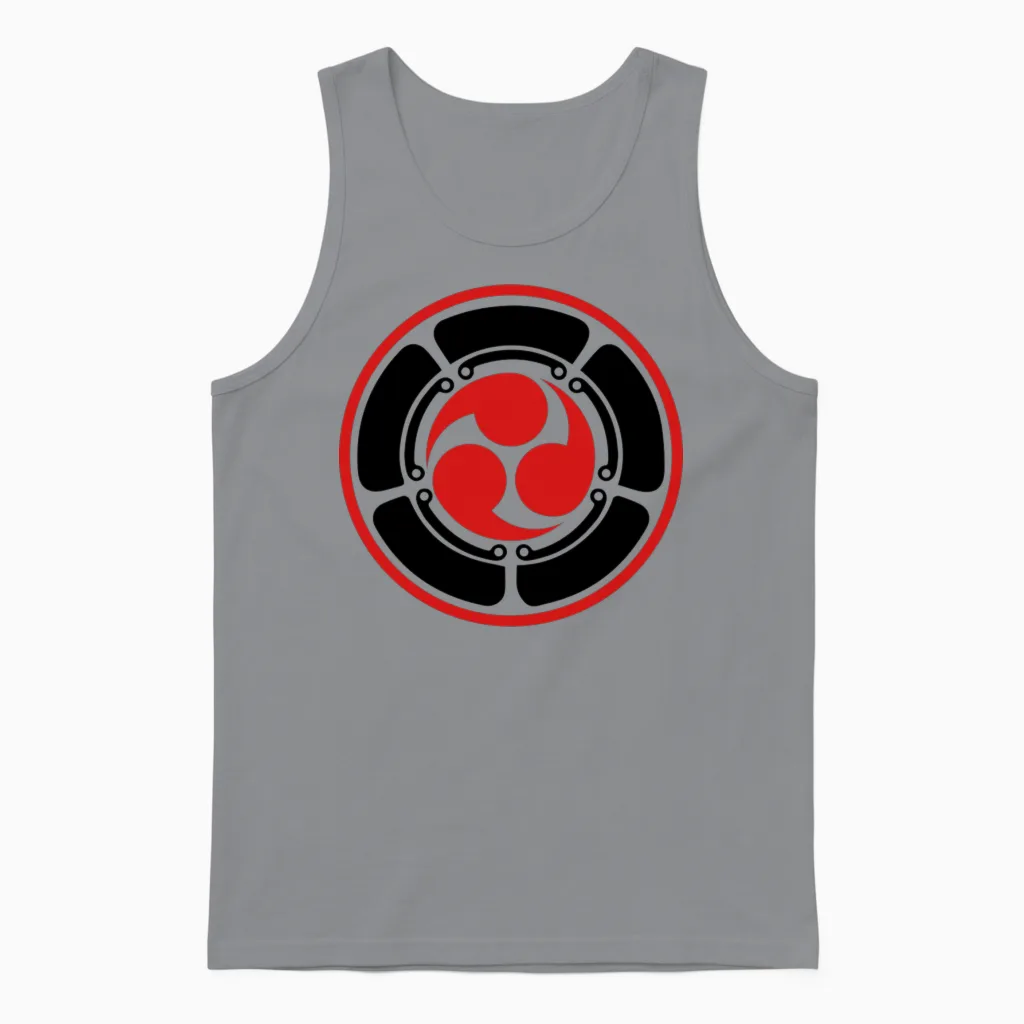 Japan Symbol Mitsu Tomoe Shinto Aikido Judo Karate Unisex Tank Top in Sport Grey