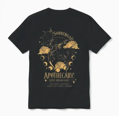 Sorrengail Apothecary | Fourth Wing | Gold Unisex T-Shirt - Black