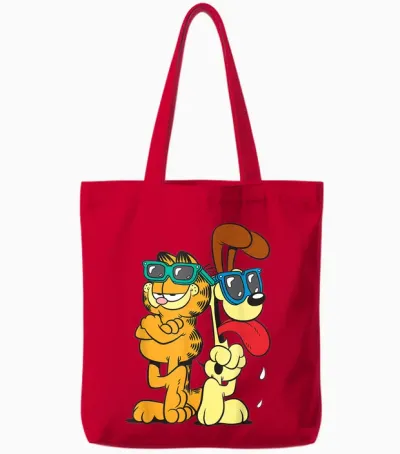 Garfield & Odie Wearing Shades Cool Shot Tote Bags - Red
