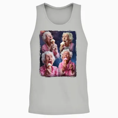 Embarrassing Old Ladies Meme Grandma Grandmother Grandma Licking Ice Cream Unisex Tank Top - Ash