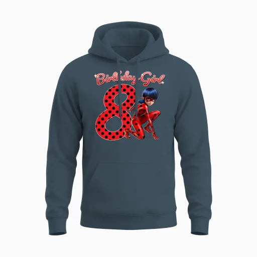 Miraculous Ladybug 8th Birthday Outfit Gift Unisex Hoodie in Dark Heather