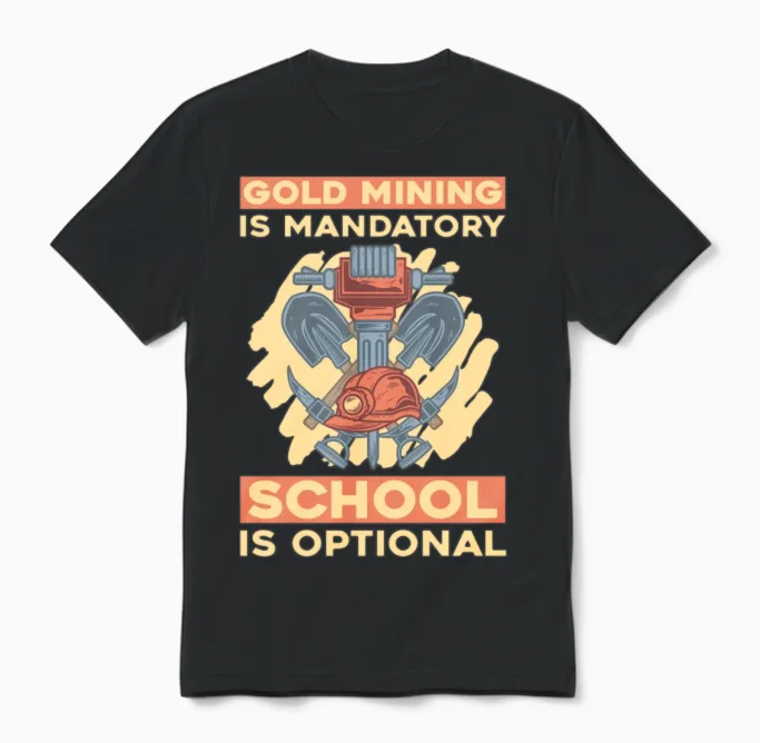 Gold Mining Unisex T-Shirt in Black
