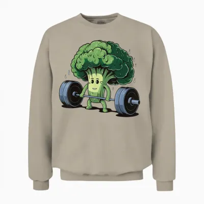 Broccoli Weightlifting Workout Weightlifter Funny Unisex Sweatshirt - Sand