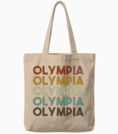 Retro Olympia Washington Tote Bags - Natural