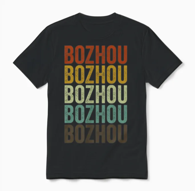 Bozhou China Retro Vintage Unisex T-Shirt - Black