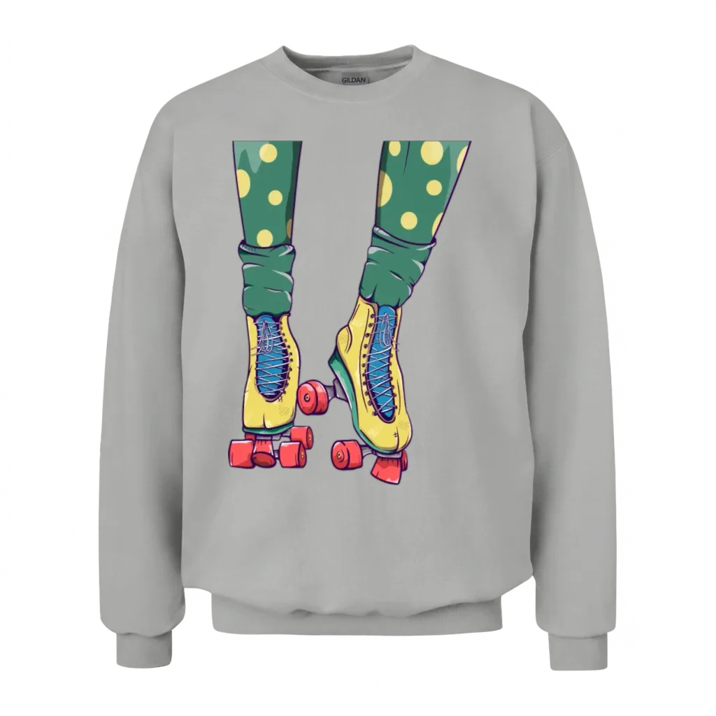 Retro Yellow Roller Skates Unisex Sweatshirt - Ash