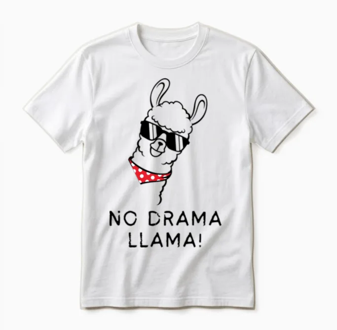 No Drama Llama Unisex T-Shirt in White