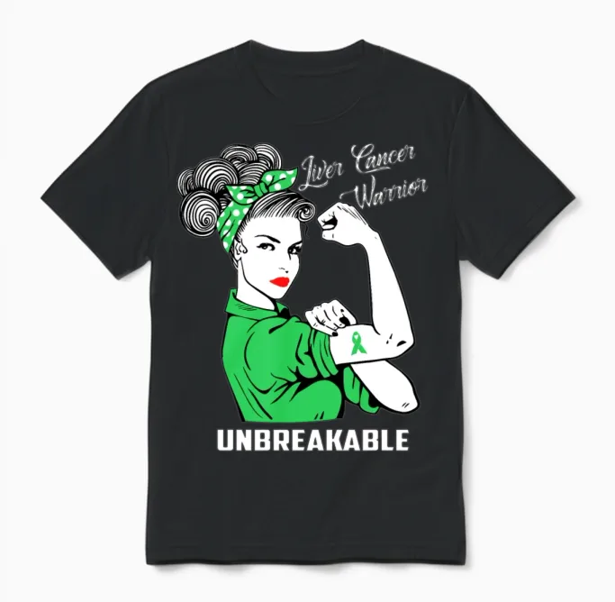 Liver Cancer Warrior Unbreakable Unisex T-Shirt in Black