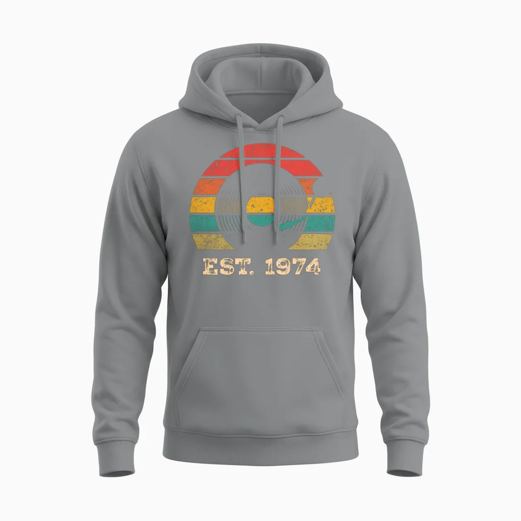 1974 Vintage 50th Birthday Unisex Hoodie in Sport Grey