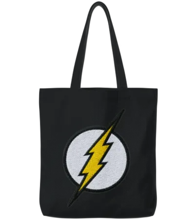 The Flash Embroidered Lightning Bolt Tote Bags - Black