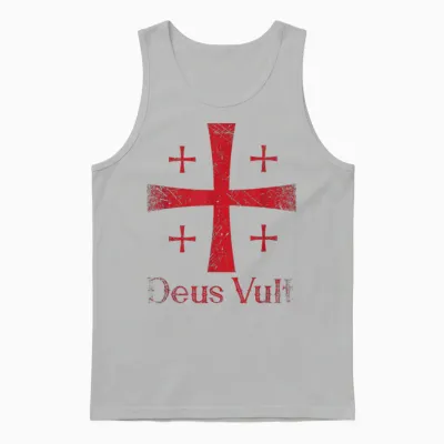 Deus Vult Gottwilles Es Latin Templar T-Shirt, Black Unisex Tank Top - Ash