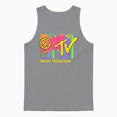 The Official Mtv Logo with Peace Love and Happiness Unisex Tank Top - Sport Grey