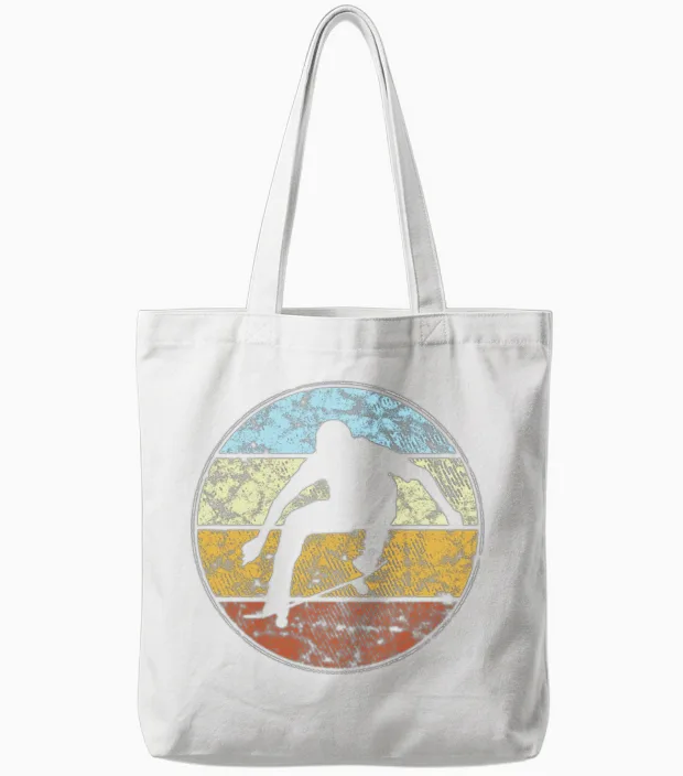 Skating Retro Tote Bags in White
