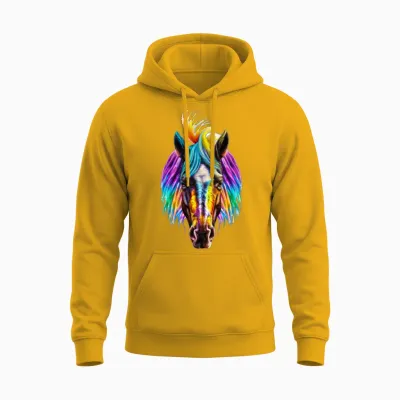 Colorful Horse Painting Unisex Hoodie - Gold