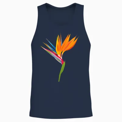 Exotic Flower Strelitzia - Orange Tropical Plant Unisex Tank Top - Navy