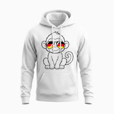 Deutsche Flagge Affe Deutsch Deutschland Affen Unisex Hoodie - White
