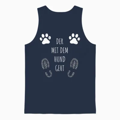 Der Mit Dem Hund Geht Gassi Gehen Lustiges Hunde Unisex Tank Top - Navy