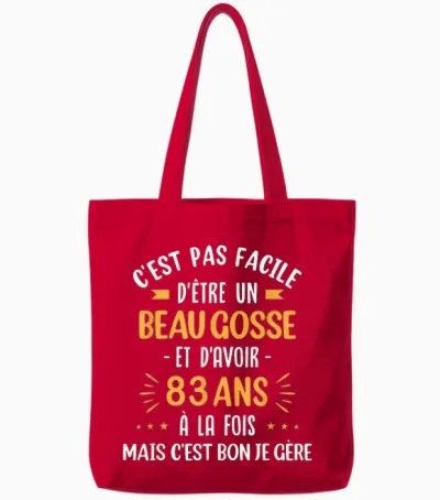 Funny Gift Idea Man 83 Years Birthday Party Beau Gosse Tote Bags - Red