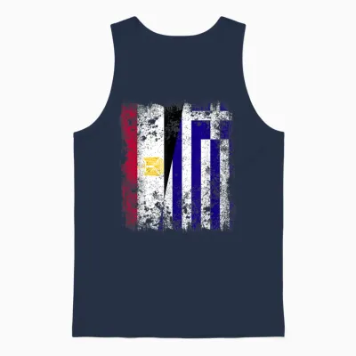 Half Flag Egyptian Greek Greek Hellas Heritage Unisex Tank Top - Navy