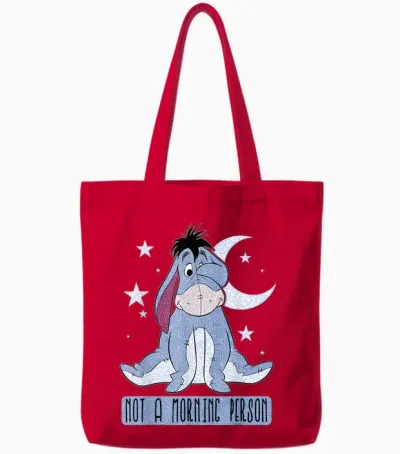 Disney Winnie the Pooh Eeyore Not a Morning Person Short Sleeve Tote Bags - Red