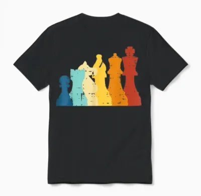 Retro Chess Pieces for Men Women Kids T-Shirt, Black, S Unisex T-Shirt - Black