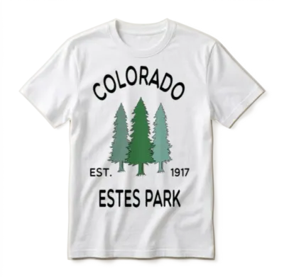Retro Cool Estes Park Colorado Mountains Pine Unisex T-Shirt - White