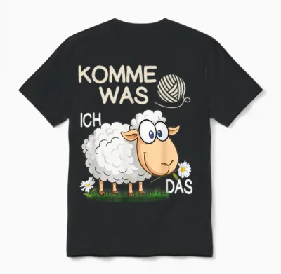 Komme Was Wolle Ich Schaf Das Lustiges Schaf Unisex T-Shirt - Black