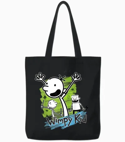 Diary of a Wimpy Kid Greg Heffley Cartoon Stick Characters Tote Bags - Black