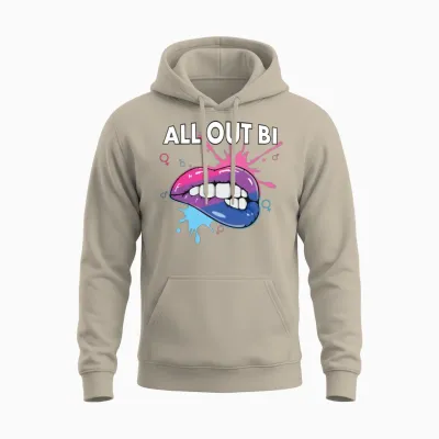 All Out Bi Flag Bisexual Rainbow Pride Bisexuality Unisex Hoodie - Sand