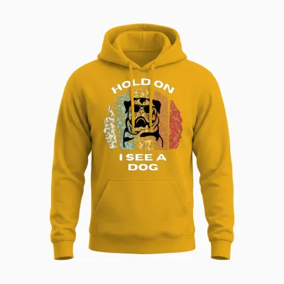 Hold on I See a Dog - Dogs Lovers Unisex Hoodie - Gold