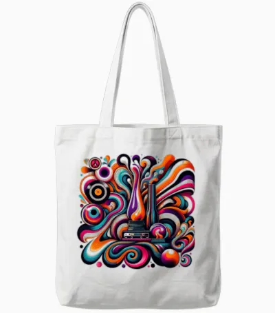Psychedelic Retro Fusion Tote Bags - White