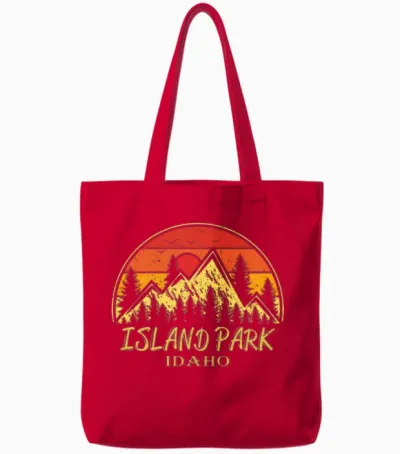Island Park Idaho Id Mountains Hike Hiking Tote Bags - Red