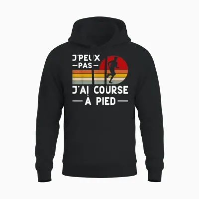 Je Peux Pas Je Ai Course à Pied Humour Marathon Runner T-Shirt, Black, S Unisex Hoodie - Black