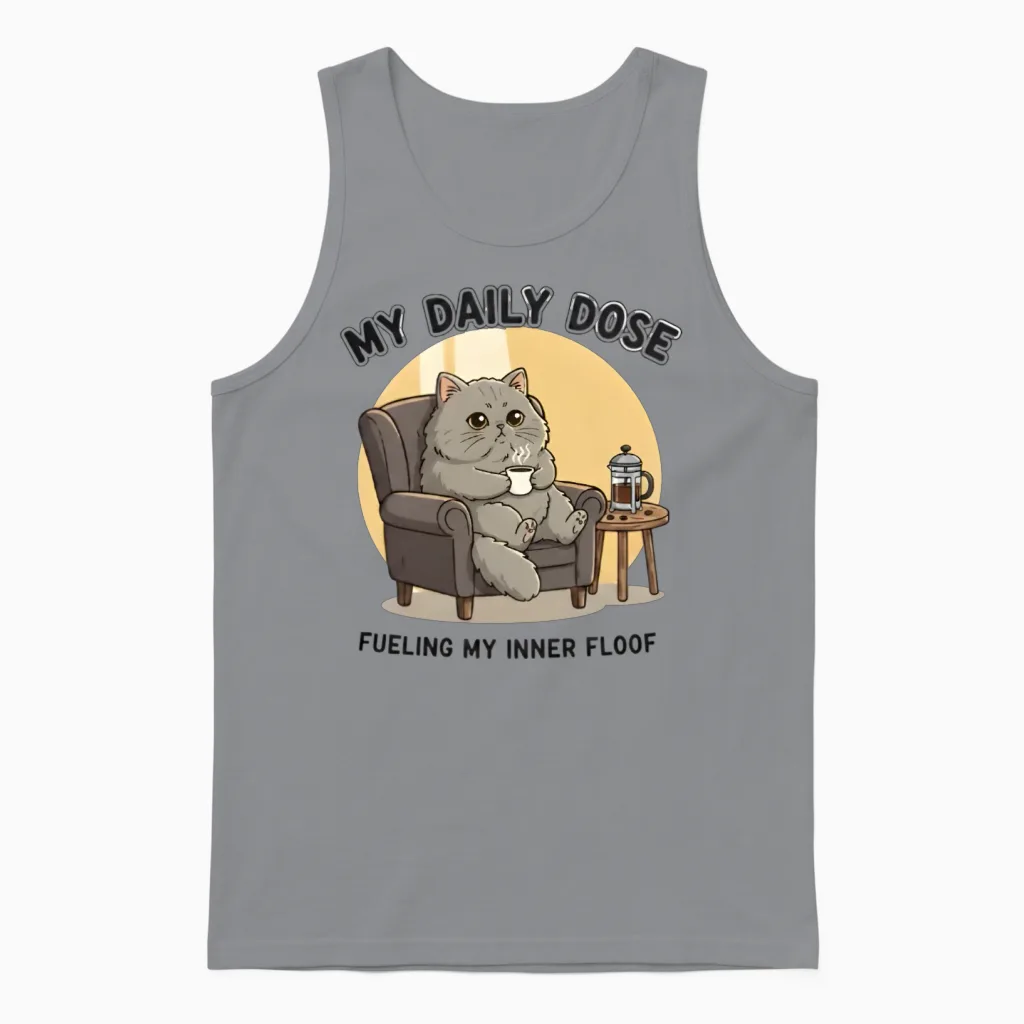 Designfunny Coffee Cat - My Daily Dose Unisex Tank Top in Sport Grey
