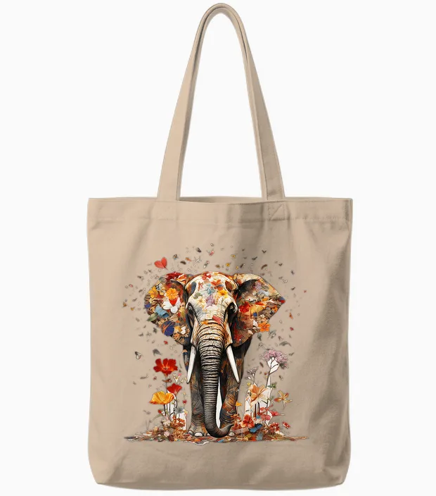 Elefant Schmetterling Abstrakt Natur Tier Kunst Elefant Tote Bags in Natural
